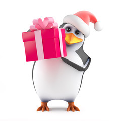 Santa Claus Penguis has a gift