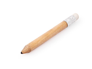 wooden pencil with rubber eraser isolated