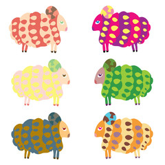 Cartoon vector sheep set