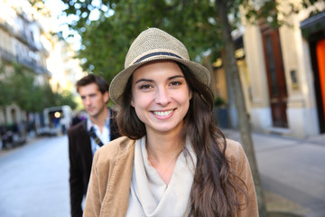 Cheerful girl on a shopping day