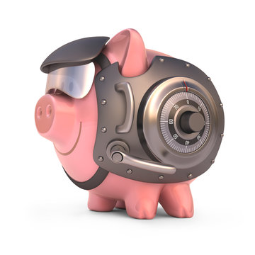 Piggy bank shield. Clipping path included.