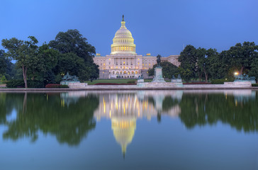Back of the United States Capitol building and reflecting pool