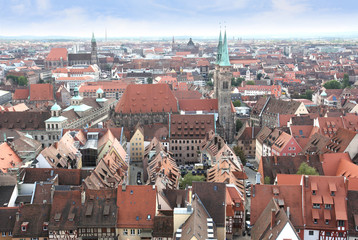 Fototapeta na wymiar Widok na starym mieście w Norymberdze, w Niemczech
