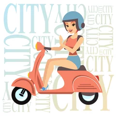 Foto op Plexiglas Beautiful Girl with scooter © gardenproject