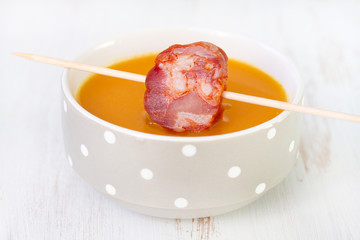 pumpkin soup with chorizo