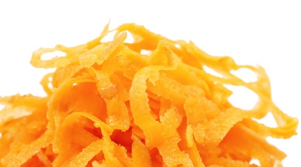 Close up heap of grated carrots