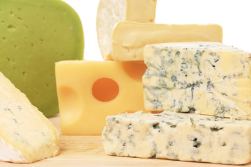 Various types of delicious cheeses