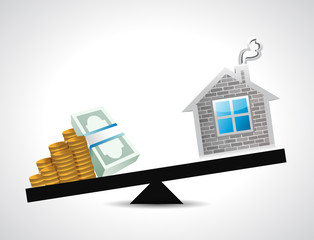 money and home balance illustration design