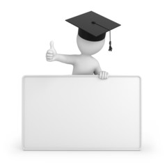 graduate with thumb up. 3d image with a work path - 58041835