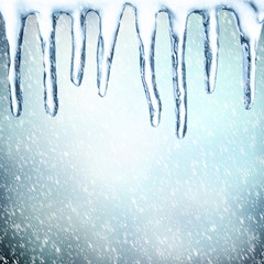 Icicles with snow