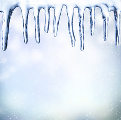 Icicles with snow
