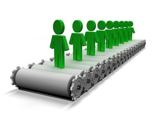 3d puppets on conveyor.