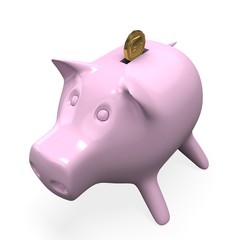 3d piggy bank with coins