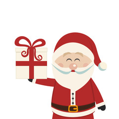santa claus hold christmas gift isolated