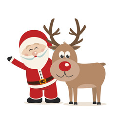 santa claus and reindeer isolated background