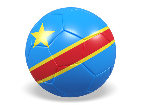 Football with Democratic Republic of the Congo flag.