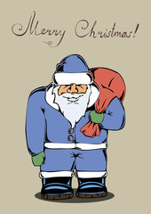 Santa Claus carries a bag of gifts