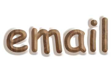 Business concept   wooden email import on white background