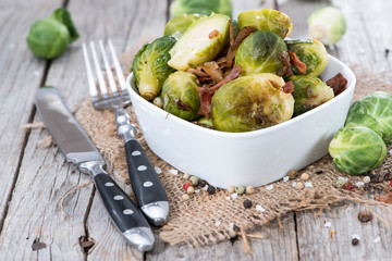 Portion of fried Brussel Sprouts