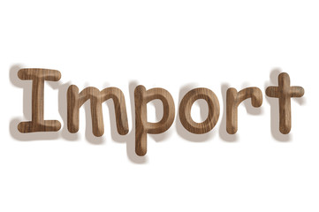 Business concept   wooden word import on white background