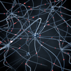 Neurons, Nervenzellen, Synapsen - 3D Illustration