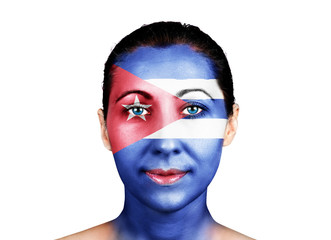 Face with the Cuba flag
