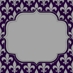 Purple and Gray Fleur De Lis Textured Fabric Background