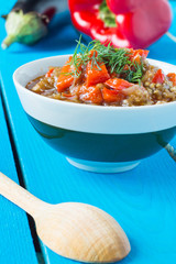 Delicious roasted red pepper and eggplant dish