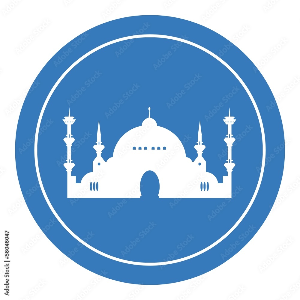 Canvas Prints Mosquée dans un panneau rond bleu