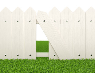 Fototapeta premium fence on lawn