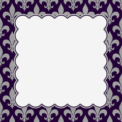 Purple and Gray Fleur De Lis Textured Fabric Background