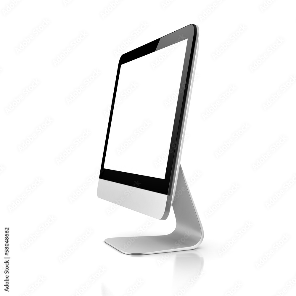 Poster computer display with blank white screen