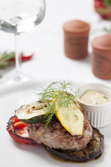 meat with grilled vegetables