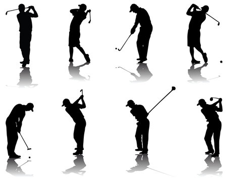 Set of golf silhouettes-vector illustration