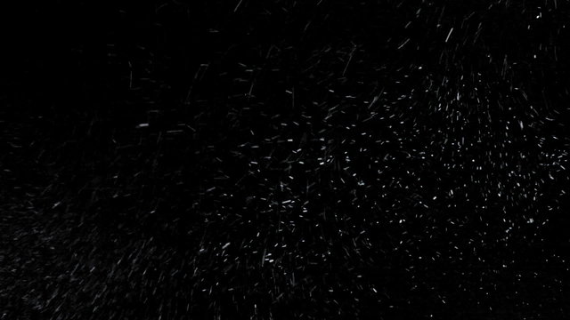 Abstract blowing snowflakes on black background