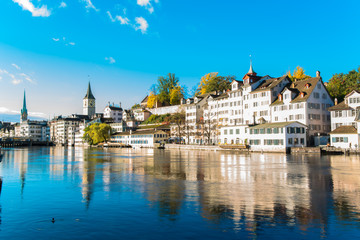 Limmat river and famous Zurich old city