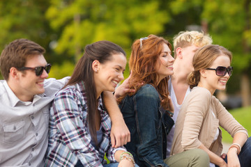group of students or teenagers hanging out