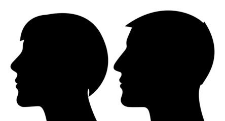Man and woman face profile silhouette