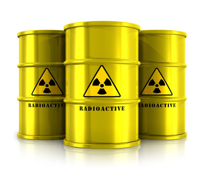 Yellow barrels with radioactive waste