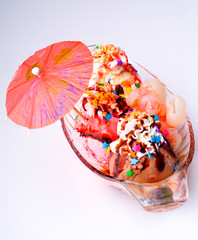 Ice cream with dressing close up