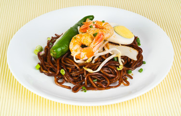 noodles. stir-fried noodles with chicken