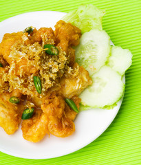 fried prawn food on background