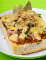 bread pizza topping on white background