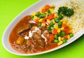Rice with Beef, asia food in the background