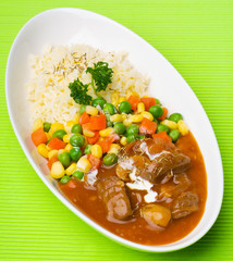 Rice with Beef, asia food in the background