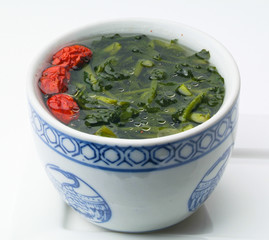 Vegetable soup on white