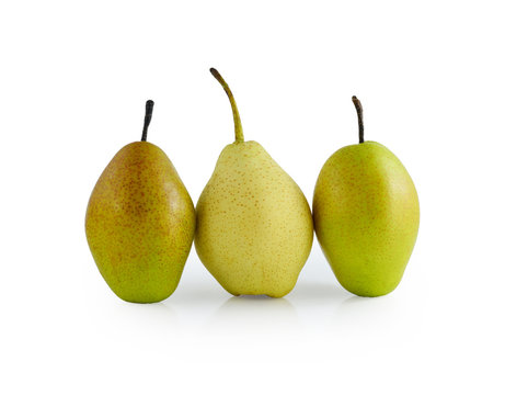 The ripe pears isolated on the white