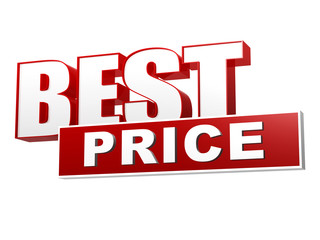 best price in red white banner - letters and block