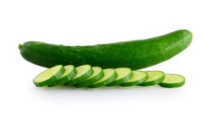 Fresh cucumber on white background