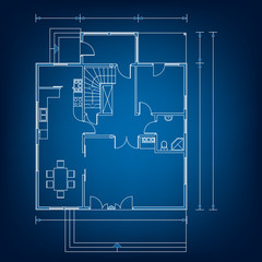 ground floor blueprint. vector illustration